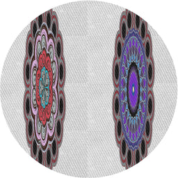 Round Patterned Platinum Gray Novelty Rug, pat1975