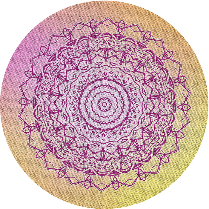 Round Patterned Tulip Pink Novelty Rug, pat1976