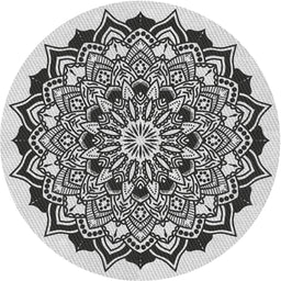 Round Patterned Platinum Gray Novelty Rug, pat1978
