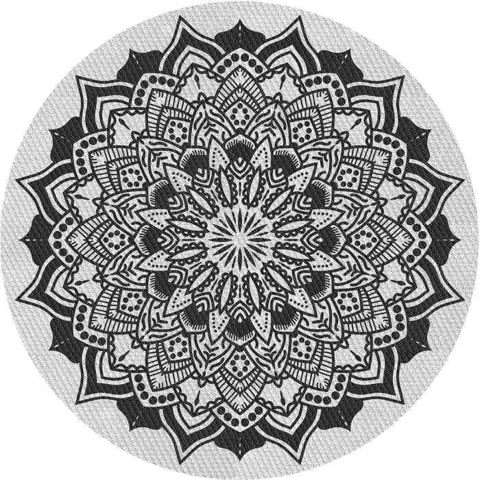 Round Machine Washable Transitional Platinum Gray Rug, wshpat1978