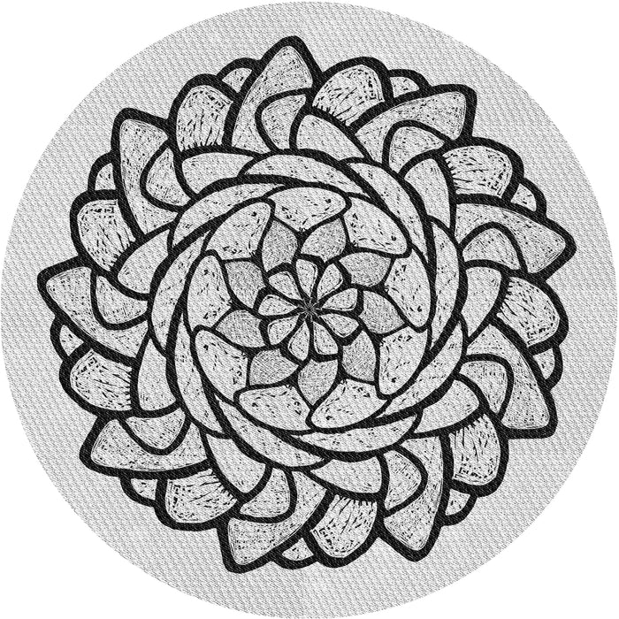 Round Patterned Off-White Novelty Rug, pat1979