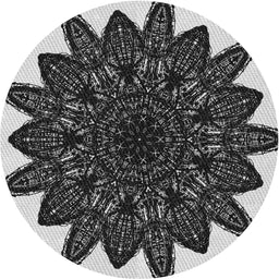 Round Patterned Mid Gray Novelty Rug, pat1980