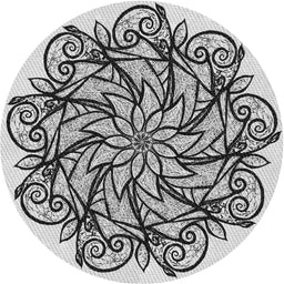 Round Patterned Platinum Gray Novelty Rug, pat1981