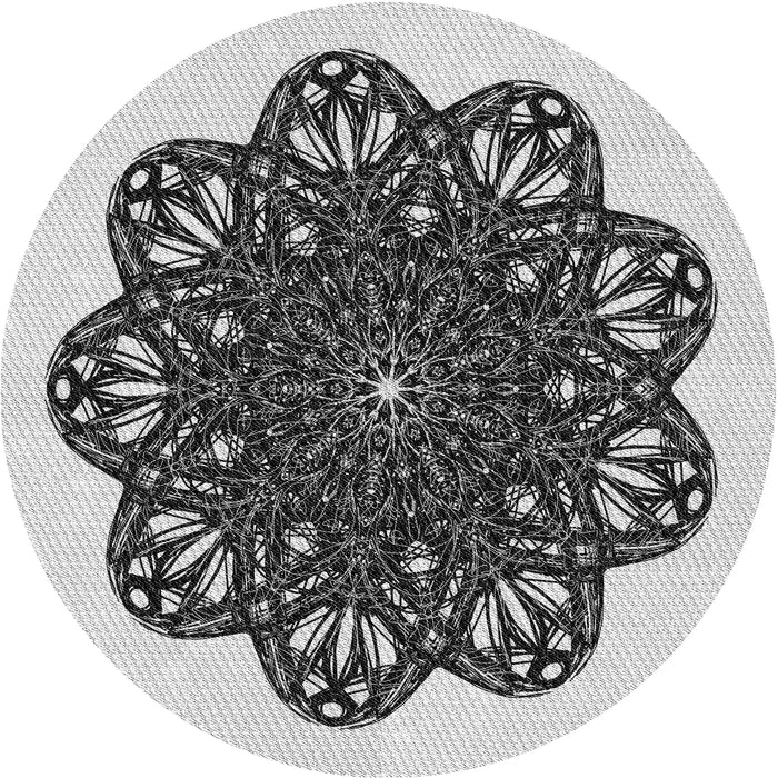 Round Patterned Platinum Gray Novelty Rug, pat1982