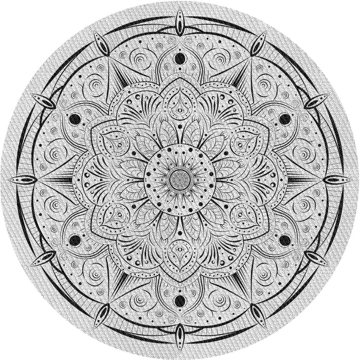 Round Patterned Off-White Novelty Rug, pat1983