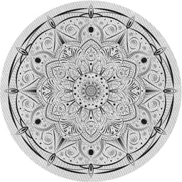 Round Machine Washable Transitional White Smoke Rug, wshpat1983