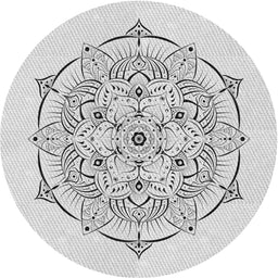 Round Machine Washable Transitional White Smoke Rug, wshpat1984
