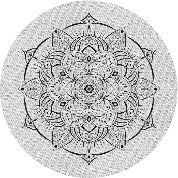 Round Machine Washable Transitional White Smoke Rug, wshpat1984