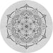 Round Patterned Off-White Novelty Rug, pat1984