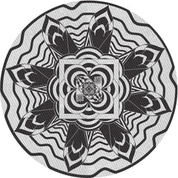 Round Patterned Platinum Gray Novelty Rug, pat1988