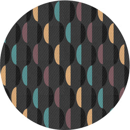 Round Patterned Mid Gray Novelty Rug, pat198