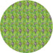 Round Patterned Seaweed Green Novelty Rug, pat1992