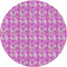 Round Machine Washable Transitional Neon Pink Rug, wshpat1993