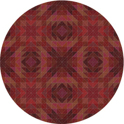 Round Machine Washable Transitional Chestnut Red Rug, wshpat1995