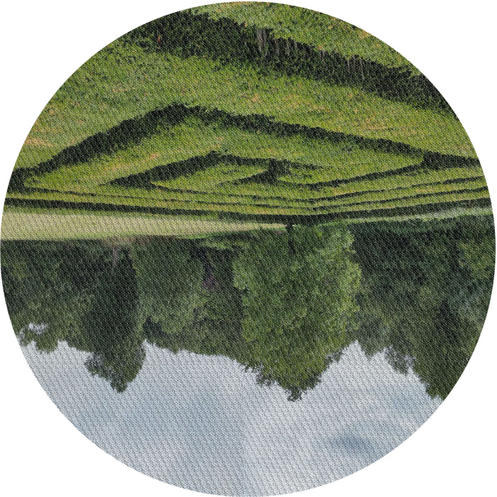 Round Patterned Dark Forest Green Novelty Rug, pat1999