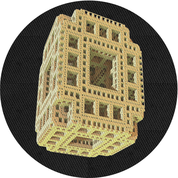 Round Machine Washable Transitional Black Rug, wshpat2003