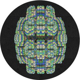 Round Machine Washable Transitional Green Rug, wshpat2004