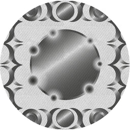 Round Patterned Platinum Gray Novelty Rug, pat2009