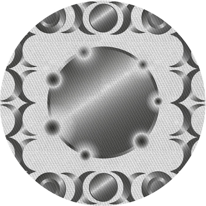 Round Machine Washable Transitional Platinum Gray Rug, wshpat2009