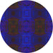 Round Machine Washable Transitional Purple Rug, wshpat200
