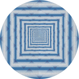 Round Machine Washable Transitional Light Day Blue Rug, wshpat2012