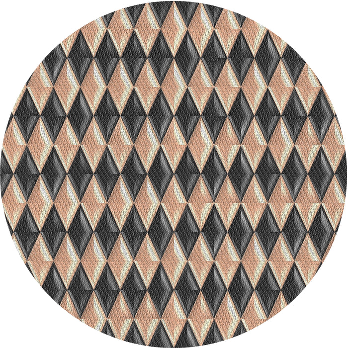 Round Patterned Taupe Brown Novelty Rug, pat2014