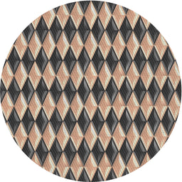 Round Machine Washable Transitional Taupe Brown Rug, wshpat2014
