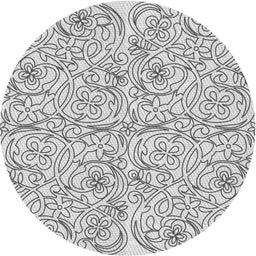 Round Machine Washable Transitional White Smoke Rug, wshpat2018
