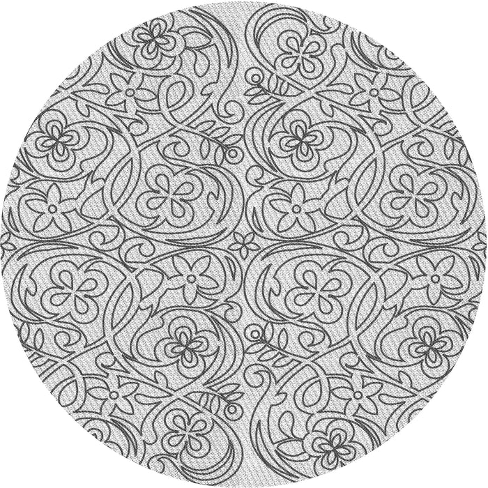 Round Patterned Off-White Novelty Rug, pat2018