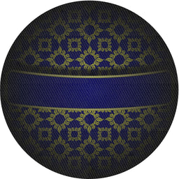 Round Patterned Black Novelty Rug, pat201