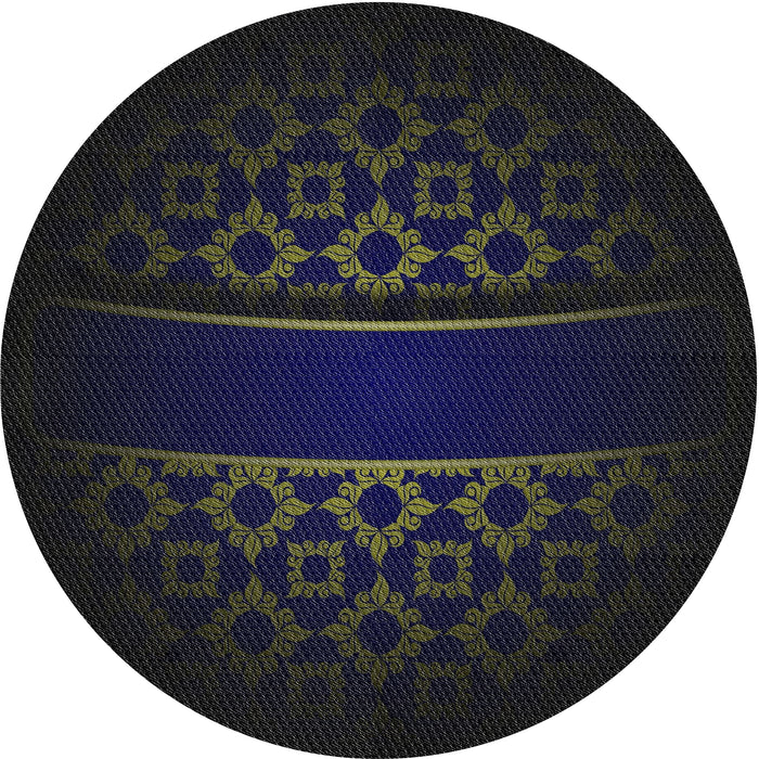 Round Patterned Black Novelty Rug, pat201