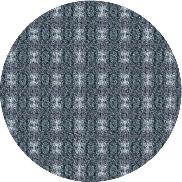 Round Patterned Dark Blue Grey Blue Novelty Rug, pat2028