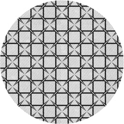 Round Patterned Carbon Gray Novelty Rug, pat2033