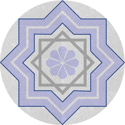 Round Patterned Water Blue Novelty Rug, pat2038