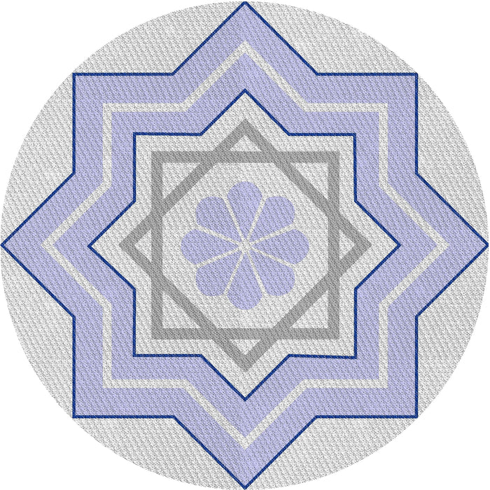 Round Patterned Water Blue Novelty Rug, pat2038