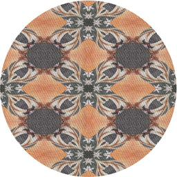 Round Machine Washable Transitional Sepia Brown Rug, wshpat2039