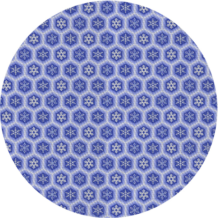 Round Patterned Blue Novelty Rug, pat203