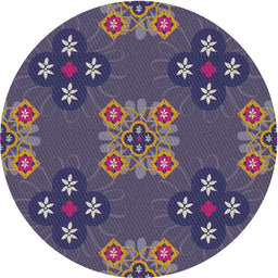 Round Patterned Silver Gray Novelty Rug, pat2042