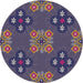 Round Patterned Silver Gray Novelty Rug, pat2042