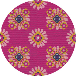 Round Patterned Dark Pink Novelty Rug, pat2047