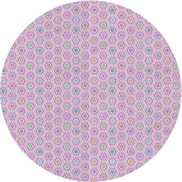 Round Patterned Platinum Gray Novelty Rug, pat204