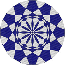 Round Patterned Cobalt Blue Novelty Rug, pat2050
