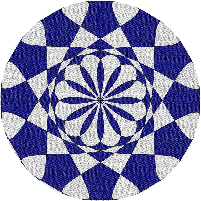 Round Machine Washable Transitional Cobalt Blue Rug, wshpat2050