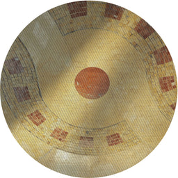Round Machine Washable Transitional Red Brown Rug, wshpat2052