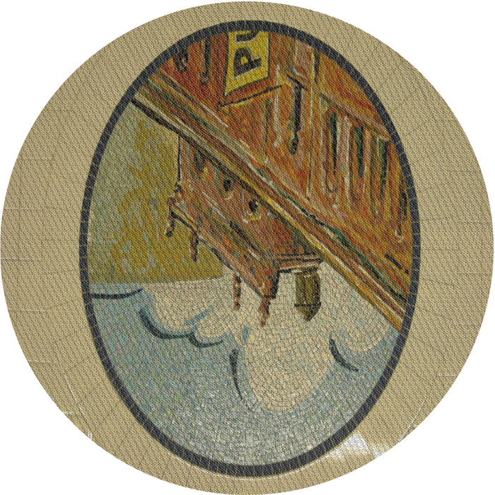 Round Patterned Reddish Brown Novelty Rug, pat2054