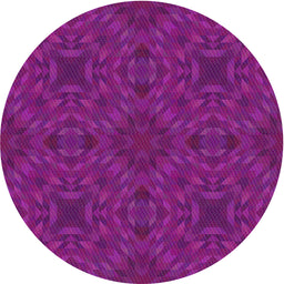 Round Machine Washable Transitional Medium Violet Red Pink Rug, wshpat2058