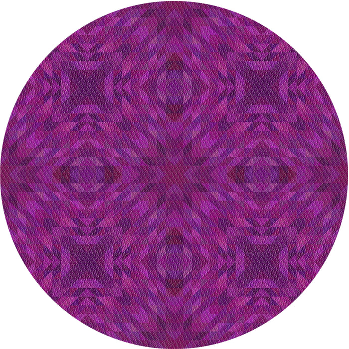 Round Machine Washable Transitional Medium Violet Red Pink Rug, wshpat2058