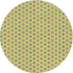 Round Patterned Mustard Yellow Novelty Rug, pat205
