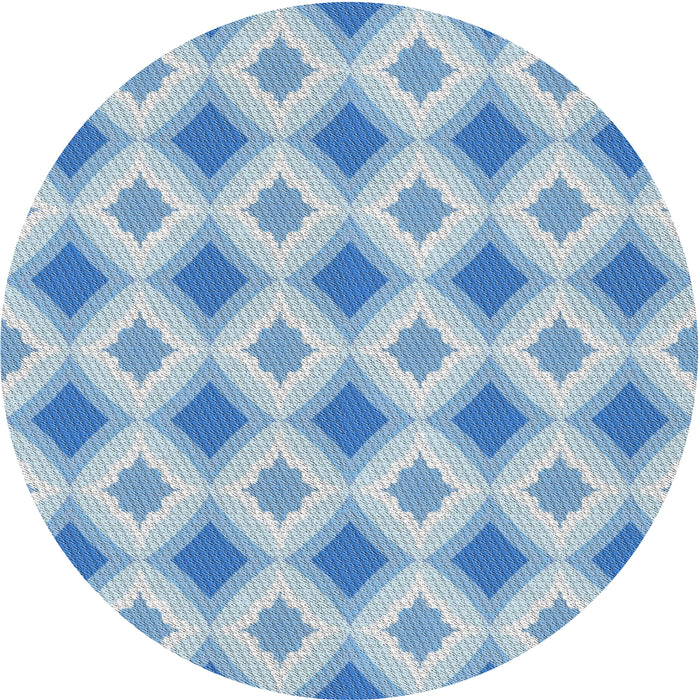 Round Machine Washable Transitional Light Day Blue Rug, wshpat2063