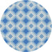 Round Machine Washable Transitional Light Day Blue Rug, wshpat2063